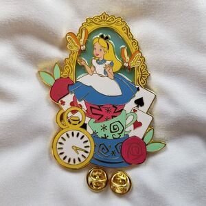 Disney Loungefly Jumbo Pin Alice in Wonderland LE 1000 Tea Cups Portrait Flowers